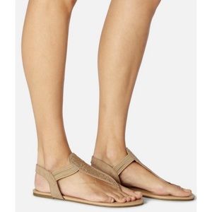 Adara Women’s Embellished Beige Flat Sandal